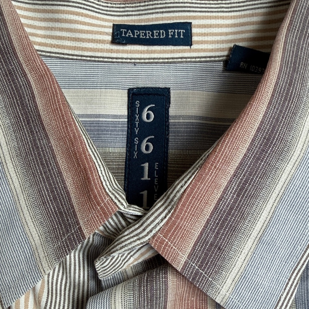 Sixty Six Eleven Button Down Embroidered Shirt, Long Sleeve Tapered Fit - Picture 7 of 7